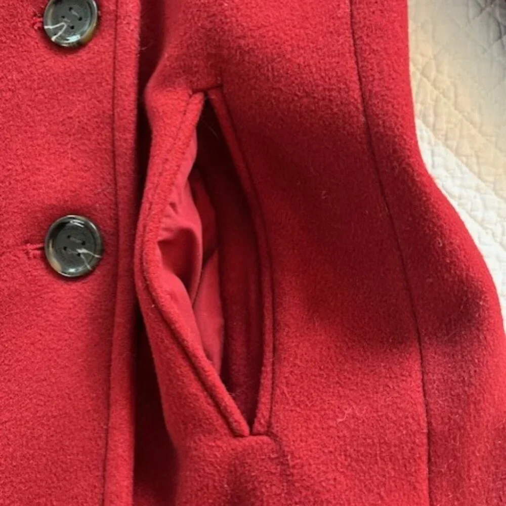 Red double breasted pea coat - Picture 4 of 6